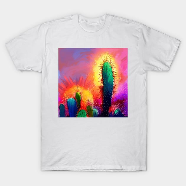 Rainbow Glitter Cactus Dreams T-Shirt by DestructoKitty